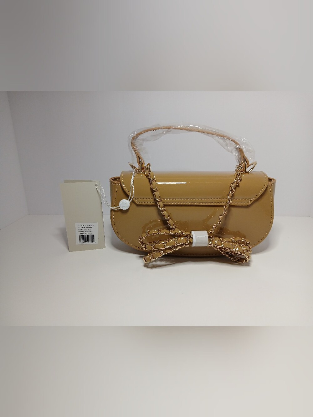 Valentino Orlandi Patent Leather Shoulder Bag Taupe Brand New With Tags - Picture 5 of 17